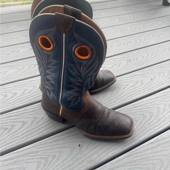 Ariat Other - Ariat Men’s Western Boots 10D Brown Blue Square Toe Leather Cowboy Boots